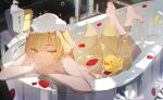  absurdres barefoot bathing bathtub blonde_hair completely_nude crossed_arms highres long_hair monogatari_(series) nude open_mouth oshino_shinobu partially_submerged pointy_ears rubber_duck shampoo voi_271 yellow_eyes 