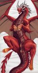  absurd_res anus claws dakimakura dakimakura_design dragon ember_(xjax1) european_mythology eyebrows facial_scales female feral genitals glowing glowing_genitalia glowing_vulva hi_res horn huge_filesize lying muscular mythological_creature mythological_scalie mythology on_back pawpads red_body red_eyes red_scales scale_eyebrows scales scalie solo spikes vitor_swissidoldragon vulva western_dragon wings 