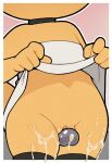 2025 4_fingers anthro black_choker black_clothing black_jewelry black_legwear black_necklace black_stockings bodily_fluids bonita_(gaturo) border choker clitoris clothed clothing clothing_lift cum cum_drip cum_dripping_from_penis cum_from_penis cum_on_leg cum_on_stockings digital_media_(artwork) domestic_cat dress dress_lift dripping duo erection felid feline felis female female_anthro female_focus fingers fur gaturo genital_fluids genitals glans glistening glistening_bodily_fluids glistening_clitoris glistening_cum glistening_genital_fluids glistening_genitalia glistening_glans glistening_penis grey_body hi_res humanoid_genitalia humanoid_penis humanoid_vulva interspecies jewelry lagomorph legwear leporid male male/female male_anthro mammal marte_(gaturo) necklace no_underwear outline penis pink_background pink_clitoris pink_vulva rabbit sex simple_background solo_focus standing stockings thigh_sex vulva white_border white_clothing white_dress white_outline yellow_body yellow_fur yellow_vulva
