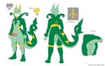 anthro blue_eyes collar front_view generation_5_pokemon genitals green_hair hair hi_res jewelry male medallion model_sheet necklace nintendo nude penis pokemon pokemon_(species) rear_view reptile scalie serperior snake solo tapering_penis winick-lim