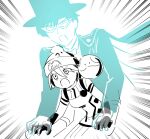  1boy 1girl amate_yuzuriha bishoujo_senshi_sailor_moon bodysuit breasts cape chiba_mamoru cockpit gloves gundam gundam_gquuuuuux haro hat juuami mask mecha_pilot_suit monochrome name_connection normal_suit_(gundam) open_mouth science_fiction short_hair tuxedo_kamen 