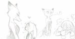 anthro black_and_white blush canid canine clothed clothing confusion covering covering_face crossgender disney dress duo female flustered fox fur heart_symbol holding_ear judy_hopps lagomorph leporid looking_at_another mammal monochrome mtf_crossgender nick_wilde purse question_mark rabbit rousu-chan shaking signature size_difference speech_bubble steam zootopia