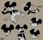 2024 ambiguous_gender angry anthro black_body black_fur censored_text clothed clothed_anthro clothing countershade_face countershading dated digital_media_(artwork) disney english_description footwear full-length_portrait fur gloves half-length_portrait handwear headshot_portrait hi_res male_(lore) mammal mickey_mouse mouse multiple_poses murid murine open_mouth overalls portrait pose rodent sharp_teeth shoelaces shoelaces_untied shoes signature solo steamboat_willie teeth torn_clothing torn_gloves torn_handwear xtremersadiq yelling