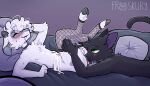 abdominal_bulge anal anthro blush bodily_fluids bovid caprine cheek_tuft chest_tuft clothing cum cum_on_belly cum_on_body domestic_cat drooling duo ear_piercing ear_ring erection eyes_closed facial_tuft fairy felid feline felis femboy fishnet_clothing fishnet_legwear fluffy fluffy_hair fros_(froskury) froskunot froskury genital_fluids genitals hair heart_symbol hooves horn intersex intersex/male legwear long_tongue lying male mammal moan nonbinary_(lore) on_back on_front oral overstimulation penis piercing prehensile_tongue rimming rimming_male ring_piercing saliva sex shaking shapeshifter sheep shivering sweat tongue tuft