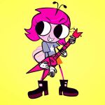 1:1 2018 4_arms antennae_(anatomy) anthro arthropod black_boots black_clothing black_footwear blue_clothing blue_shirt blue_topwear boots bottomwear clothing disney fantasmiyo female fly_(animal) footwear freckled_face freckles gloves guitar hair handwear insect maggie_pesky multi_arm multi_limb musical_instrument orange_bottomwear orange_clothing orange_skirt pink_clothing pink_footwear pink_hair pink_socks plucked_string_instrument shirt shoes skirt smile socks solo string_instrument the_buzz_on_maggie topwear white_clothing white_gloves white_handwear wings