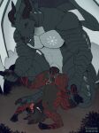 abdominal_bulge anal anal_penetration anthro anthro_on_anthro anthro_penetrated anthro_penetrating anthro_penetrating_anthro black_eyes black_horn black_pawpads black_penis black_tongue canid canine chastity_cage chastity_device dragon duo genitals grey_body grey_scales hi_res horn licking licking_lips licking_own_lips lying male male/male male_penetrated male_penetrating male_penetrating_male mammal markings membrane_(anatomy) membranous_wings mythological_creature mythological_scalie mythology nude on_back open_mouth pawpads penetration penile penile_penetration penis penis_in_ass pupils rayliicious red_eyes red_markings red_pupils red_tongue scales scalie sex size_difference spread_legs spreading tongue tongue_out white_wings wings