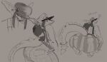 big_butt big_ears bigoldoinks butt clothing deadlock female gargoyle hat headgear headwear horn huge_butt ivy_(deadlock) legwear overalls oversized_clothing overweight pattern_clothing pattern_legwear scalie sketch sketch_page slightly_chubby solo striped_clothing striped_legwear stripes suspenders tail thick_tail thick_thighs valve