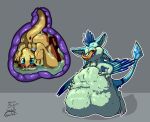 4_ears abdominal_bulge anthro anthro_pred anthro_prey anus avali balls blue_body blue_eyes blue_feathers bodily_fluids bound countershading crested_gecko dewclaw digitigrade feathered_crest feathered_wings feathers female female_pred gecko genitals green_body gyrotech hands_tied head_crest internal lizard luvashi male male_prey multi_ear neck_bulge oral_vore organs penis reptile scalie silent_e size_difference smaller_pred stomach stomach_acid theo_crest vore winged_arms wings
