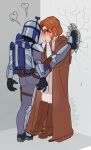  2boys ass beard blush boots brown_footwear embarrassed facial_hair helmet highres jango_fett jedi jetpack multiple_boys obi-wan_kenobi rrrainbo star_wars star_wars:_attack_of_the_clones yaoi 