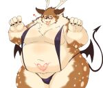  &lt;3 anthro belly blush bulge cervid demon dragon_night800 eyewear fupa fur glasses hi_res horn kazusa male mammal navel overweight skimpy_bikini solo spade_tail spots spotted_body spotted_fur tamacolle wings womb_tattoo 