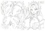  2girls :d breast_smother breasts breasts_out bridal_gauntlets claw_bra cleavage closed_eyes commentary_request commission curled_horns d: dated demon_girl demon_horns detached_sleeves earrings elbow_gloves face_to_breasts fang forehead gem giant giantess gloves hair_ornament highres horns jewelry large_breasts leotard lineart long_hair magical_girl monochrome multiple_girls nipples open_mouth original person_between_breasts pixiv_commission pointy_ears puffy_detached_sleeves puffy_short_sleeves puffy_sleeves seo_tatsuya short_sleeves signature size_difference smile thighhighs tiara traditional_media translation_request trembling twintails twitter_username 