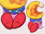2024 ambiguous_gender bedroom_eyes blue_eyes blush blush_lines digital_media_(artwork) featureless_hands feet foot_focus hi_res kirby kirby_(series) lying narrowed_eyes nintendo not_furry on_front pink_body rear_view red_blush seductive shaded shadow simple_background smile solo tereterebin waddling_head white_background