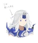  1boy armor beads blue_armor blue_eyes blue_headband cecil_harvey commentary_request cropped_torso cuirass expressionless final_fantasy final_fantasy_v grey_hair hair_beads hair_ornament headband highres kebe6p long_hair male_focus pauldrons shoulder_armor simple_background solo spiked_armor translation_request upper_body wavy_hair white_background 