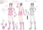  1girl braid breasts brown_hair crossover crown_braid dress facial_mark full_body long_hair official_art phantasy_star phantasy_star_online_2 pink_dress short_hair sideboob simple_background skirt solo thighhighs v_juri_f white_background yasuda_suzuhito yozakura_quartet 