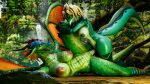16:9 3d_(artwork) anthro balls big_breasts blender_(artwork) blender_cycles bodily_fluids breast_size_difference breasts butt claws cleo_(coast) cum cum_in_vagina cum_inside digital_media_(artwork) dragon duo eel erection female female_penetrated fish forest foxibiki genital_fluids genitals glory_(furromantic) glory_(wof) green_body green_eyes gynomorph gynomorph/female gynomorph_penetrating hair hi_res horn intersex intersex/female intersex_penetrating jungle leg_glider_position lying lying_on_ground marine membrane_(anatomy) membranous_wings mythological_creature mythological_scalie mythology nipples nude on_ground on_side outside penetration penile penis plant rainwing_(wof) raised_leg scalie sex smile tail teeth tongue tongue_out tree tropical vaginal vaginal_penetration vulva widescreen wings wings_of_fire