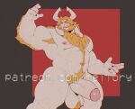 abs anthro armpit_hair asgore_dreemurr balls barazoku beard belly_hair biceps big_balls big_penis blonde_hair blush body_hair boss_monster_(undertale) bovid caprine chest_hair deltarune digital_drawing_(artwork) digital_media_(artwork) erection eyebrows facial_hair fangs genitals glans goat hair happy_trail hi_res horn humanoid_genitalia humanoid_penis long_ears male mammal mature_male mr_nellory muscular muscular_anthro muscular_male mustache nipples nude_anthro nude_male pecs penis pubes solo teeth text thick_eyebrows thick_thighs undertale undertale_(series) url vein veiny_penis