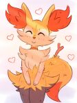 2025 absurd_res ambiguous_gender anthro black_body black_fur braixen canid canine cheek_tuft closed_smile digital_media_(artwork) dipstick_tail eyes_closed facial_tuft featureless_crotch fingers flat_colors front_view fur generation_6_pokemon happy heart_symbol hi_res mammal markings mouth_closed multicolored_body multicolored_fur nintendo nude orange_body orange_fur orange_nose pokemon pokemon_(species) portrait ruff se1t simple_background smile solo standing stick_in_tail tail tail_markings three-quarter_portrait tuft white_background white_body white_fur yellow_body yellow_fur