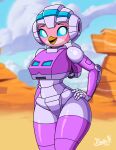 absurd_res alternate_version_at_source angry_birds anthro arcee avian beak blue_eyes clothed clothing crossover cybertronian female fusion hand_on_hip hasbro hi_res humanoid machine outside robot robot_humanoid rovio_entertainment sega solo standing stella_(angry_birds) takara_tomy thetfmaster96 thick_thighs transformers