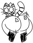  anthro big_butt butt domestic_cat felid feline felis female grin hot_topic human humanoid looking_at_viewer looking_back mammal monochrome nsfwfuan sharp_teeth simple_background sketch smile solo striped_body stripes sweetypuss teeth twerking white_background 