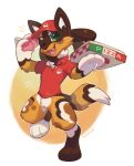african_wild_dog anthro bottomless canid canine chest_spike clothed clothing container delivery_(commerce) delivery_employee digital_media_(artwork) food fur generation_4_pokemon hand_spike hat headgear headwear hi_res looking_at_viewer lucario male mammal nintendo pawstanoodle pecan_(soulvixen) pizza_box pokemon pokemon_(species) shirt simple_background smile solo spikes spikes_(anatomy) tail topwear tuft