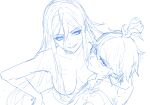  1boy 1girl 4oji344 ahoge blush completely_nude heterochromia highres hood hoodie long_hair nude purple_eyes red_hair sexually_suggestive short_hair sumino_takumi the_hundred_line_-last_defense_academy- v&#039;ehxness white_hair 
