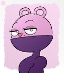 aliasing anthro artist_logo artist_name bedroom_eyes clothing covered_mouth digital_media_(artwork) eulipotyphlan eyelashes femboy fur happy_tree_friends heart_nose heart_symbol hi_res logo looking_at_viewer male mammal markings mole_(animal) mole_(marking) narrowed_eyes pink_body pink_fur purple_clothing purple_shirt purple_topwear seductive shirt signature solo text thatdawgmurray the_mole_(htf) topwear