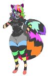  anthro canid clothing female fluffy hi_res human humanoid juicyjoober369 leg_markings legwear mammal markings newgrounds nintendo paws pokemon rainbow solo sparkledog stockings the_game thigh_highs thigh_markings tongue tongue_out ugly_bastard video_games 