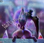 3d_(artwork) anthro back_boob bear big_breasts big_butt blue_eyes bound breasts butt clothing crossgender digital_media_(artwork) english_text female five_nights_at_freddy&#039;s freddy_(fnaf) frenni_(cryptiacurves) hair hands_tied hat headgear headwear hi_res kneeling long_hair looking_at_viewer looking_back looking_back_at_viewer magiccorpo mammal mtf_crossgender nude nude_anthro nude_female party_hat ponytail raised_arms rear_view rope scottgames scut_tail shaking_butt short_tail smile smiling_at_viewer solo star tail talking_to_viewer text thick_thighs tied_hair top_hat watermark