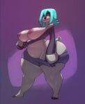  2022 anthro areola belly big_areola big_breasts big_nipples bigdad blue_hair breasts chubby_anthro chubby_female female fur grey_body grey_fur hair huge_thighs mammal nella_(sssonic2) nipples pilosan simple_background sloth smile solo thick_thighs xenarthran 