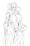  breasts canid canine canis female futuristic_armor genitals hi_res mammal monochrome pussy solo tentacles treniea wolf 