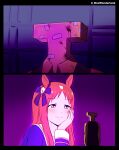  absurdres bandaid blade_runner_(series) blade_runner_2049 bleeding blood box_wonderland grass_wonder_(umamusume) highres hologram trainer_(umamusume) umamusume 