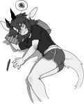2025 5_fingers anthro biped bottomwear breasts butt chabett clothed clothed_anthro clothed_female clothing digital_drawing_(artwork) digital_media_(artwork) dolphin_shorts dragon female fingers fully_clothed fully_clothed_anthro fully_clothed_female fur hair hi_res horn lying mythological_creature mythological_scalie mythology on_side pgm300 scalie simple_background solo tail topwear white_background