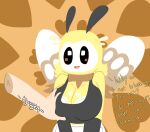  antennae_(anatomy) anthro arthropod bee big_breasts black_eyes blonde_hair breast_grab breasts disembodied_hand female generation_7_pokemon hair hand_on_breast hi_res hymenopteran insect kyoyasanda mivi_(kyoyasanda) nintendo pokemon pokemon_(species) ribombee scarf signature smile solo tagme video_games wings yellow_body 