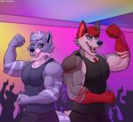 anthro canid canine canis duo hi_res male male/male mammal party petpuma procyonid raccoon romantic romantic_couple wolf