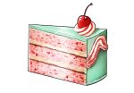  art_neverath cake cake_slice cherry english_commentary food food_focus fruit highres icing no_humans original procreate_(medium) simple_background white_background 
