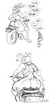  absurd_res anthro barefoot crush duo durglet facesitting feet hi_res horn immobile immobilization male male/male mostly_clothed motorcycle musical_note nervous_sweat oblivious paws pinned sat_on seat sitting smothering struggling trapped trapped_in_butt twitching under_butt vehicle 