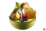 art_neverath artist_logo blueberry cantaloupe cherry cookie cream dessert english_commentary food food_focus fruit highres logo melon no_humans original procreate_(medium) pudding simple_background white_background 