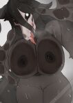 2025 absurd_res anthro areola big_breasts biped black_areola black_body black_fur black_hair black_nipples black_sclera black_tail bone breasts buta99 digital_drawing_(artwork) digital_media_(artwork) female fingers front_view fur genitals hair hi_res looking_at_viewer mal0_(species) navel nipples nude nude_anthro nude_female open_mouth skull skull_head solo standing tail teeth tongue vulva white_eyes