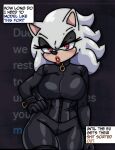 2025 anthro black_bodysuit black_clothing black_corset black_latex black_skinsuit bodysuit broth_nsfw clothed clothed_anthro clothed_female clothing crossgender dialogue english_text eulipotyphlan female grey_hair hair hedgehog hi_res latex latex_bodysuit latex_clothing latex_skinsuit lipstick looking_at_viewer makeup mammal mtf_crossgender red_eyes red_lipstick sega skinsuit solo sonic_the_hedgehog sonic_the_hedgehog_(series) text thick_thighs tight_clothing wide_hips