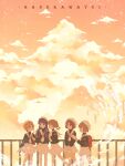  5girls absurdres backpack bag brown_hair cardcaptor_sakura closed_eyes cloud cloudy_sky daidouji_tomoyo female_child green_eyes hapy3234 highres kinomoto_sakura mihara_chiharu multiple_girls purple_eyes red_bag sailor_collar sasaki_rika school_uniform skirt sky sunset tomoeda_elementary_school_uniform white_headwear white_sailor_collar white_skirt yanagisawa_naoko 