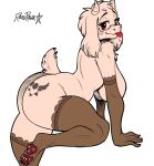 anthro big_breasts big_butt bovid breasts butt caprine clothing eyewear female glasses goat hi_res horn legwear mammal mature_female pawpads rakurawr solo stockings tattoo tongue tongue_out toriel undertale_(series)