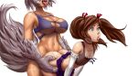  16:9 anal anal_penetration animal_humanoid blue_eyes bodily_fluids bottomwear breasts brown_hair butt canid canid_humanoid canine canine_humanoid clothing duo fur girly grey_body grey_fur gynomorph gynomorph_penetrating hair hi_res hiro_(toa) human humanoid intersex intersex/intersex intersex_penetrating majalis male male_penetrated mammal mammal_humanoid miniskirt penetration saliva sex simple_background skirt smile tales_of_androgyny tongue tongue_out torn_clothing widescreen wolf_humanoid 