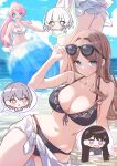 5girls ? adjusting_eyewear afterimage arm_support arm_up armpit_crease ball bang_dream! bang_dream!_it&#039;s_mygo!!!!! bare_arms bare_legs bare_shoulders beachball bikini bikini_skirt black-framed_eyewear black_bikini blue_bikini blue_eyes blue_sky blush bow bow_bikini breasts brown_hair camera chibi chihaya_anon cleavage closed_mouth cloud commentary_request day eyewear_on_head frilled_bikini frills front-tie_bikini_top front-tie_top grey_hair hair_behind_ear hair_intakes halterneck hands_up heterochromia high_ponytail highres holding holding_camera houji_tea_latte imminent_hit kaname_raana large_breasts leaning_to_the_side long_hair looking_at_another looking_at_viewer medium_breasts medium_hair motion_blur multiple_girls mygo!!!!!_(bang_dream!) nagasaki_soyo navel ocean open_mouth orange_eyes outdoors parted_bangs pink_hair ponytail purple_eyes sarong shallow_water shiina_taki sidelocks single-lens_reflex_camera sitting sky speech_bubble spoken_character standing stomach sunglasses sweat sweatdrop swimsuit takamatsu_tomori v-shaped_eyebrows very_long_hair wading water white_bikini white_hair white_sarong yellow_eyes 