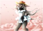  2017 abstract_background allison_(din) anthro arm_tuft bare_shoulders black_body black_fur border bovid breasts caprine cleavage clothed clothing dress falling_petals female flower flowing_hair front_view fur gradient_background hair hat hat_bow headgear headwear holding_clothing holding_hat holding_headgear holding_headwear holding_object horizontal_pupils hybrid lagomorph leporid light lighting long_hair looking_at_viewer mammal neck_tuft pink_background pink_bow pink_eyes pink_nose plant portrait pupils rabbit rose_(flower) sheep simple_background solo standing straight_hair sun_hat sundress theog_rb three-quarter_portrait tongue tongue_out tuft white_border white_clothing white_dress white_hair wind wind_lift wool_(fur) wrist_tuft 