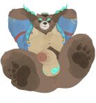 2025 4_toes anthro anus asian_clothing ball_markings balls bear big_butt body_hair brown_body brown_fur butt butt_from_the_front chest_hair chest_markings clothed clothing east_asian_clothing erection feet foot_focus foreskin full-length_portrait fur genital_markings genitals hairy hand_behind_head happy_trail hi_res hindpaw league_of_legends legs_up male mammal markings narrowed_eyes nipples open_clothing open_robe overweight overweight_male pawpads paws penis perineum portrait pseudo_eyebrows riot_games robe ruff simple_background solo spirit_blossom_springs_volibear tencent tengzai05 toes towel towel_on_head volibear white_background