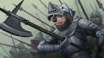 14th_century absurd_res ancient_art angusburgers bird_dog canid canine canis domestic_dog golden_retriever googly_eyes group hi_res hunting_dog knight lebontoutou male mammal retriever solo warrior