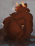  anthro belly big_belly blush bodily_fluids body_hair bovid bovine breath_cloud brown_body brown_fur brown_hair cattle chubby_male digital_media_(artwork) dripping ear_piercing eyebrow_piercing facial_piercing fluffy fluffy_chest fur genital_fluids genitals gold_piercings hair hair_bun happy_trail hi_res horn humanoid_genitalia humanoid_penis inner_ear_fluff lactating looking_pleasured male male_lactation mammal moobs navel neck_tuft nipple_piercing nipples nose_piercing open_mouth penis piercing precum precum_drip pregnant pregnant_male pubes septum_piercing simple_background sitting solo tailtufts tuft 