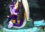  anthro cuddling detailed_background dragon duo fur furred_dragon godrelion(character) hi_res male male/male nardoragon narphion narphion(character) river romantic romantic_ambiance romantic_couple wings 