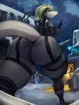  2022 3:4 absurd_res anthro anthro_focus big_butt blonde_hair blue_eyes building butt clothing digital_media_(artwork) female general-irrelevant grey_clothing group gun hair hi_res holding_gun holding_object holding_weapon huge_butt human konami looking_at_viewer looking_down_at_viewer mammal metal_gear military_uniform outside ranged_weapon reptile scalie snake snow solo_focus tight_clothing uniform video_games weapon 