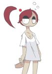  anne_(nekuzx) anthro clothing docked_tail female floating_hair gecko hair lizard nekuzx nipple_slip oversized_shirt ponytail red_hair reptile scalie shirt short_tail simple_background solo tired topwear white_clothing white_shirt white_topwear 